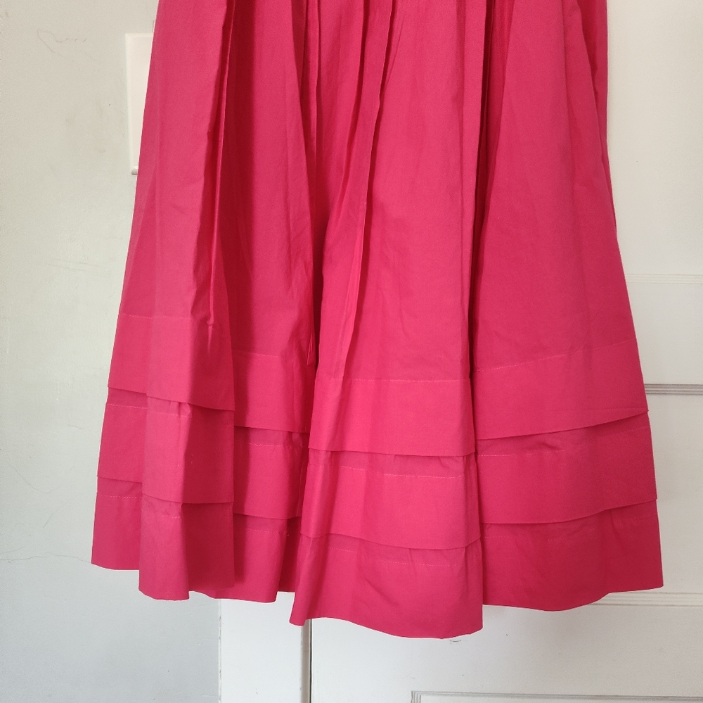 Ulla Johnson Palma Vibrant Barbie Pink Peasant Cotton Puff Sleeve Midi Dress - Picture 7 of 16